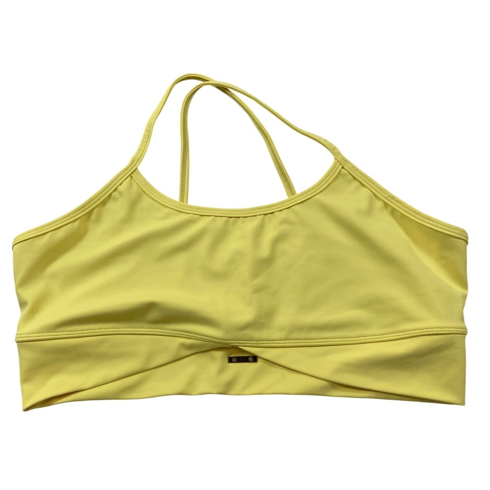Cleo Harper Womens XL Yellow Crossover Wrap Front Cross Back Sports Bra Active